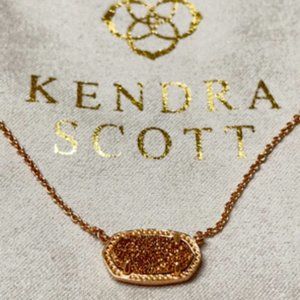 Kendra Scott Elisa Rose Gold Pendant Necklace in Rose Gold Drusy